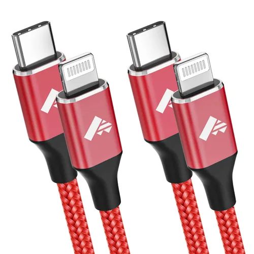 Vista 7 de Cable USB C a Lightning de 3 pies, paquete de 2 cables USB C para iPhone, certificado MFi, trenzado, tipo C, cable de carga rápida, compatible