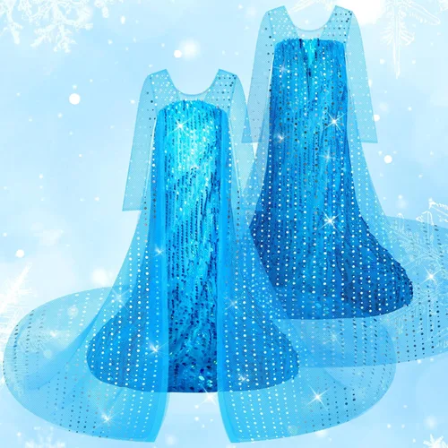 Vista 7 de Frozen Princess Dress Up Costume With Accessories For Little Girls 2-10 Years, Girls Birthday Christmas Dress