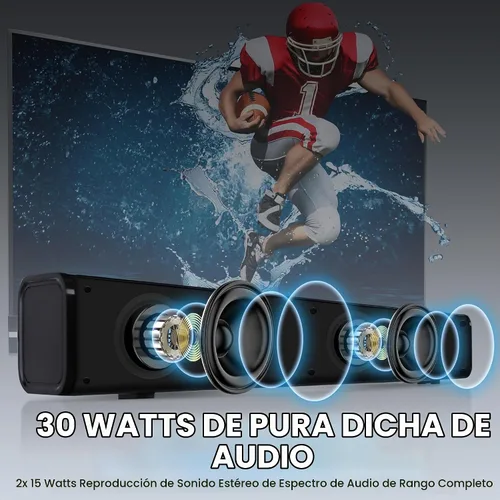 Vista 3 de Pyle Altavoz de barra de sonido de cine en casa, base de onda, transmisión de soporte de mesa, sistema digital de TV con conector de audio óptico