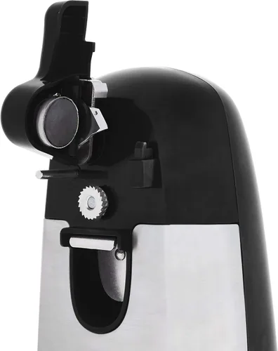 Vista 3 de Amazon Basics - Abrelatas eléctrico 3 en 1, abridor de botellas y afilador de cuchillos, con cuchilla de acero inoxidable, soporte magnético