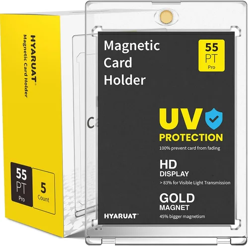 Vista 16 de Portatarjetas magnéticos de 35 puntos para tarjetas intercambiables, paquete de 5 fundas duras blancas transparentes de un solo toque con imán más