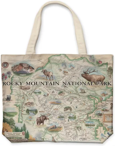 Vista 47 de Xplorer Maps Bolsa de lona con asas, bolsa de compras de comestibles de tela, bolsa reutilizable y ecológica, 100% algodón, lavable