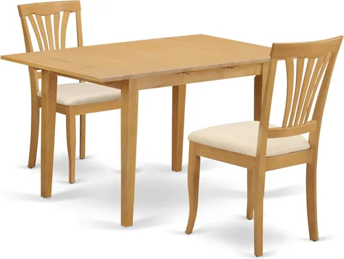 Vista 14 de East West Furniture NOAV3-BLK-LC - Juego de comedor de 3 piezas para espacios pequeños, contiene una mesa de comedor rectangular con hoja
