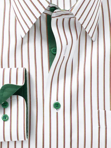 Vista 2 de Paul Fredrick Camisa de vestir a rayas de algodón sin hierro para hombre de ajuste clásico