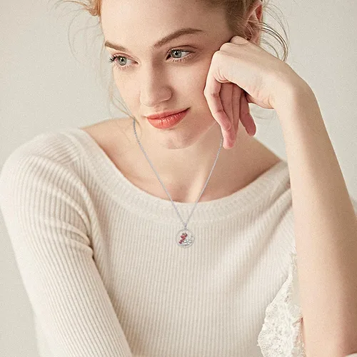 Vista 4 de Collar de loto para mujer, plata de ley 925, collar con colgante de loto rosa, collar de flor de loto rosa, joyería de yoga, regalos para niñas