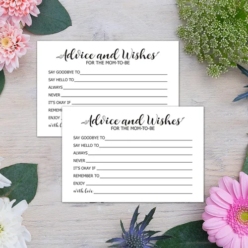 Vista 6 de TENTADO Tarjeta de consejos para baby shower, paquete de 50 unidades de 4 x 6 pulgadas, calidad premium, perfecta para juegos de baby shower