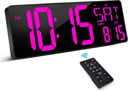 Vista 10 de XREXS Reloj de pared digital grande de 17,2 pulgadas con control remoto Azul