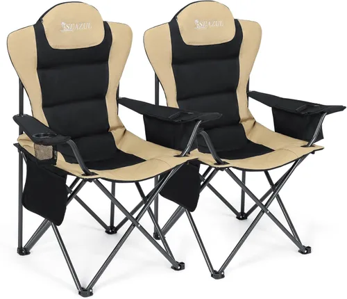 Vista 9 de Seazul Sillas de camping para adultos, silla de campamento, sillas plegables para exteriores, soporta 380 libras, sillas portátiles de viaje