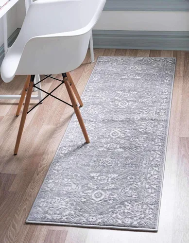 Vista 24 de Unique Loom Boston Collection - Alfombra de área con medallón (2 x 8 pies, color blanco y gris)