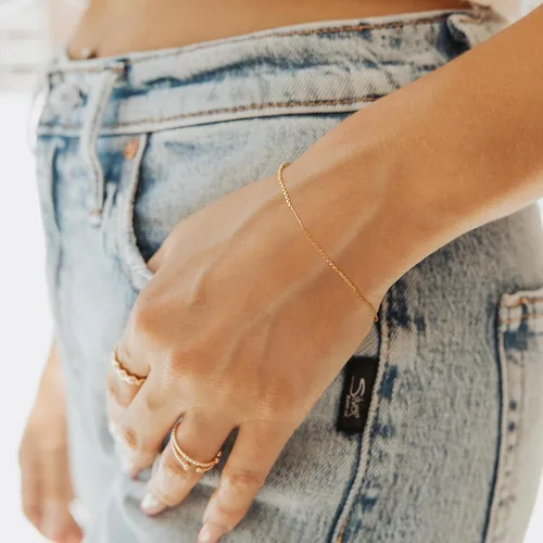 Vista 2 de BENEIGE Pulsera para mujer chapada en oro de 14 quilates, clip de papel satélite, bola ovalada, caja de cable, cadena de eslabones en capas