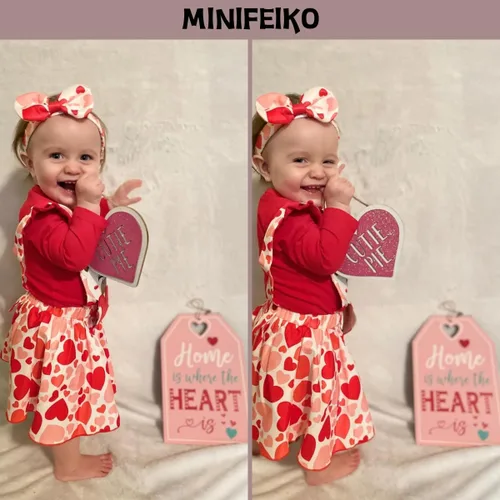 Vista 3 de MINIFEIKO Traje de falda de San Valentín para bebé niña