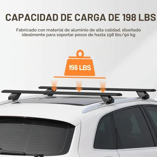Vista 7 de COWVIE Barras transversales de aluminio de 47 pulgadas para rieles laterales elevados, barras de carga ajustables con cerraduras con llave, soporta
