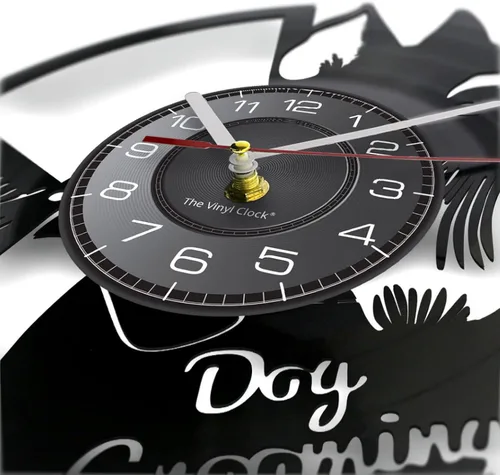 Vista 3 de Reloj de pared de 11.8 in para peluquería de perros, disco de vinilo, reloj de pared para decoración del hogar, Terrier escocés, cachorro, perro