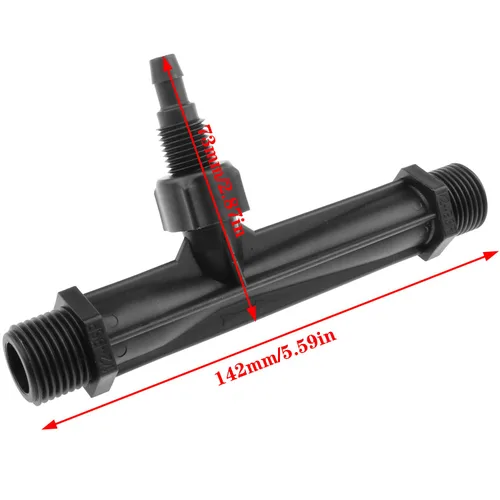 Vista 2 de AYLIFU 1/2Inch Venturi Inyector Negro Riego Venturi Venturi Fertilizante Mezclador Inyectores Equipos y Herramientas para Riego Agrícola de Jardines