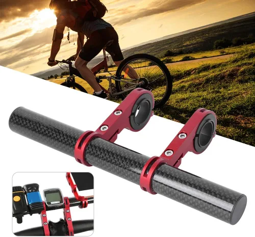 Vista 5 de BORDSTRACT Extensor de manillar doble para bicicleta, estante de extensión de manillar de aleación de aluminio, soporte de luz de mesa de código