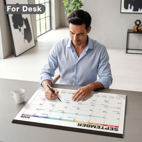 Vista 9 de Dunwell Calendario de escritorio 2026 de 22 x 17 pulgadas, calendario mensual grande de escritorio o colgante de pared, diseño colorido, enero a