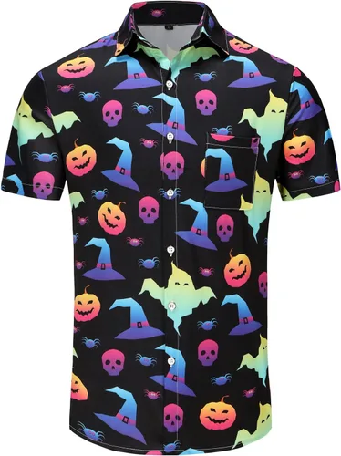 Vista 206 de KYKU - Camisa hawaiana funky para hombre, ropa tropical para vacaciones en Palm Beach