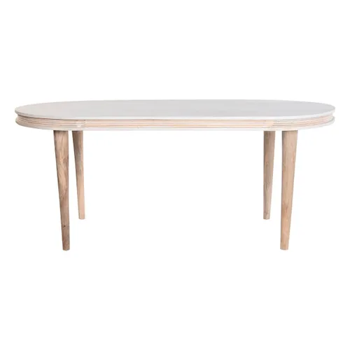 Vista 4 de Mesa de Comedor DKD Home Decor Blanco Dorado Latón Madera de mango 180 x 90 x 76 cm