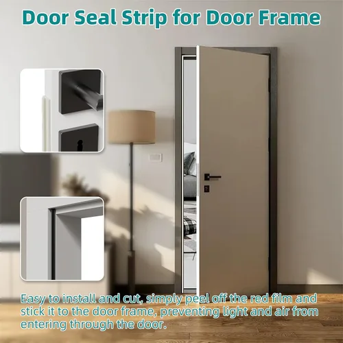 Vista 5 de 2 piezas × 26 pies de burletes para puertas en forma de V, tira de sellado de puerta, espuma autoadhesiva para aislamiento de puertas, burletes