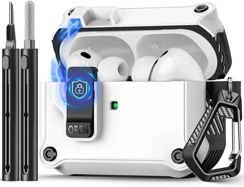 Vista 10 de Pohgelan Compatible con AirPods Pro 2ª/1ª generación, estuche con cierre magnético automático y kit de limpieza, compatible con funda Magsafe - Negro