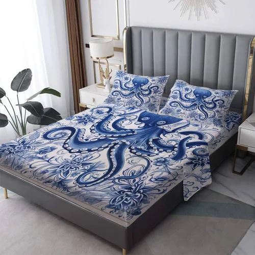 Vista 9 de Bear Sheets - Juego de sábanas de tamaño individual, sábanas de microfibra suave y bolsillo profundo, sábanas y fundas de almohada estampadas sin