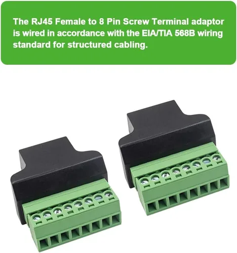 Vista 3 de Poyiccot RJ45 Breakout, conector adaptador de terminal de tornillo RJ45, paquete de 2 conectores hembra 8p8c a conector de terminal de tornillo de 8