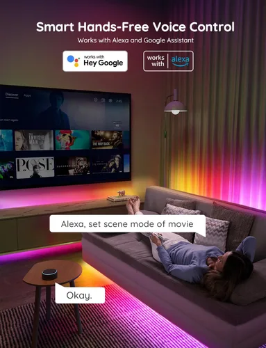 Vista 4 de Govee - Tira de luces LED RGBIC de 16.4 pies, luces LED inteligentes wifi, compatibles con Alexa y Google Assistant, control mediante aplicación