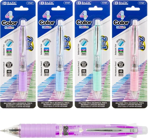 Vista 10 de BAZIC Products Bolígrafos de 4 colores con cuerda para el cuello y agarre suave, punta gruesa de 1.0 mm, escritura suave, para oficina, escuela