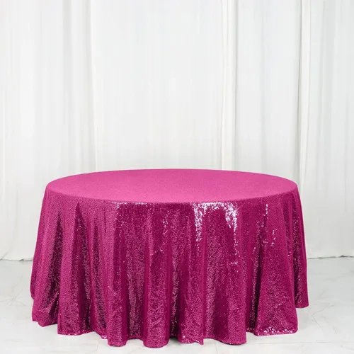 Vista 9 de Efavormart - Mantel redondo de lentejuelas brillantes de 120 pulgadas para banquetes de boda, fiesta, decoración del hogar