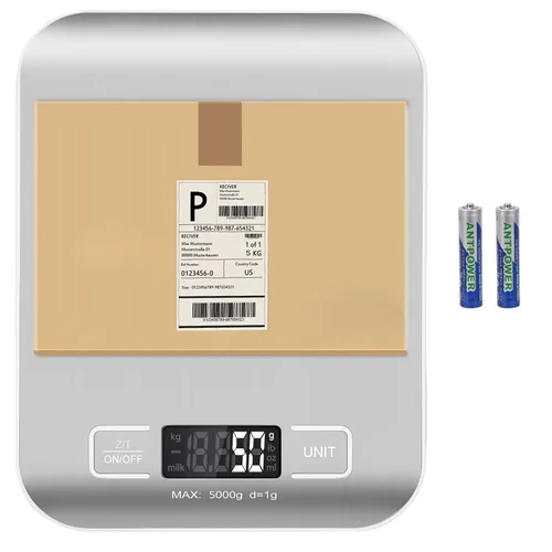 Vista 9 de Báscula de envío digital, báscula de cocina, acero inoxidable, precisa 11.0 lbs/0.04 oz, báscula postal portátil pequeña para paquetes, pequeñas