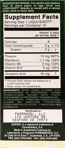 Vista 2 de Sukrol Liquid Shot Suplemento Dietético 10 Unidades - Suplemento Multivitamínico (Paquete de 1)
