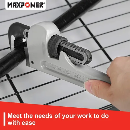 Vista 4 de MAXPOWER Juego de llaves de tubo, llave de fontanería recta de 14 pulgadas y 24 pulgadas