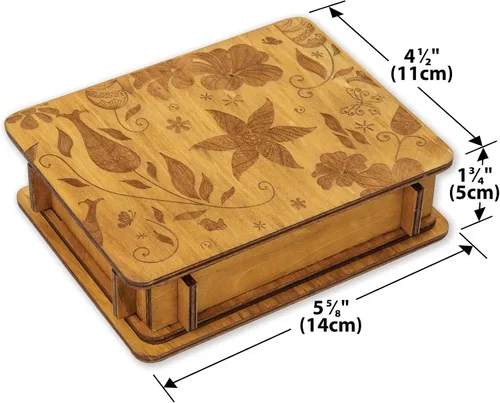 Vista 3 de Bits and Pieces - Caja Botánica Brainteaser, caja de regalo de rompecabezas de madera, compartimiento secreto, juego para el cerebro