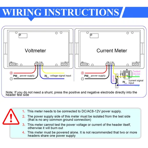 Vista 5 de Heyiarbeit Voltímetro DC YB5135D dígito texto negro LED Voltímetro digital Voltímetro 4 cables Conexiones para medición de voltaje CC 1 unids