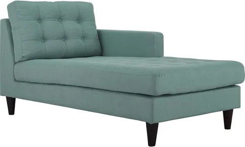 Vista 13 de Sofá esquinero Modway Empress, estilo de mediados de siglo, tapizado de tela en avena, Tela, Celeste