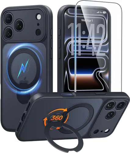 Vista 47 de FNTCASE Funda para Samsung Galaxy Z Flip 8 con soporte magnético giratorio de 360 grados, color negro Compatible con MagSafe, protección completa