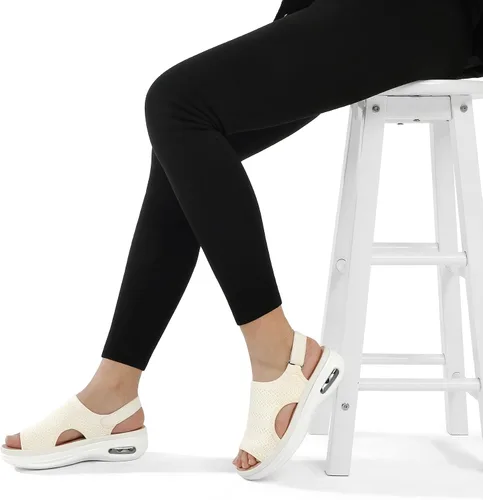 Vista 2 de mysoft Sandalias cómodas para caminar con amortiguación de aire para mujer, zapatos de plataforma de punto transpirable
