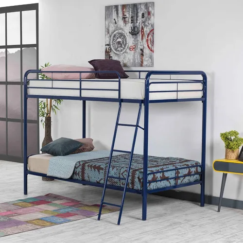 Vista 3 de Better Home Products Litera de metal individual sobre cama individual en azul