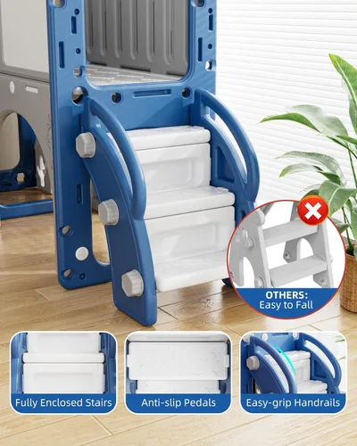 Vista 4 de YUFU - Juego de tobogán y columpio 13 en 1 para niños pequeños, juego de tobogán para niños de 1 a 3 años, juego de juego para niños pequeños