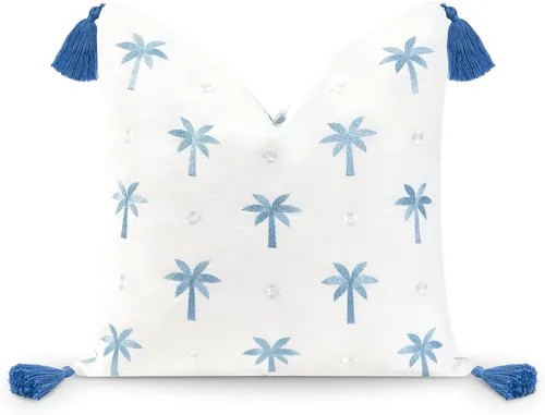 Vista 17 de Hofdeco Premium - Funda decorativa para cojín de estilo Coastal Hampton, para patio, interior y exterior, de 18 x 18 pulgadas, resistente al agua