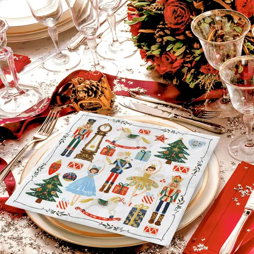 Vista 5 de AnyDesign Paquete de 80 servilletas de papel cascanueces desechables de acuarela cascanueces servilletas de Navidad decorativas para postres