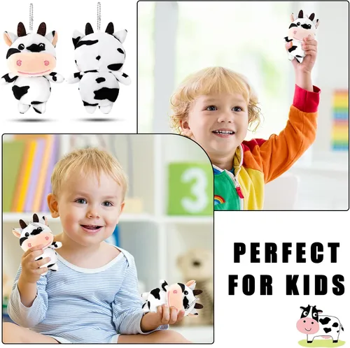 Vista 6 de 12 llaveros de vaca de peluche de animales de peluche, recuerdos de fiesta, llavero Kawaii de animales de granja para suministros de regalo