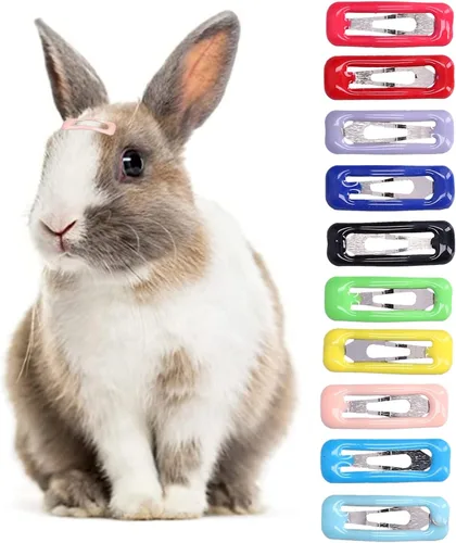 Vista 3 de Zerodis Pinzas para el pelo pequeñas para mascotas, 50 horquillas de colores diferentes, clip de gota de agua para mascotas pequeñas para conejillos