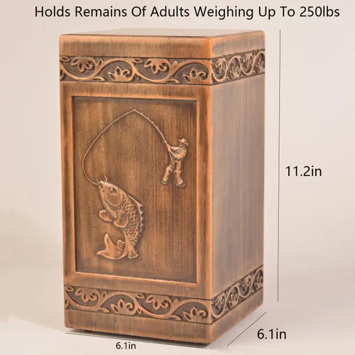 Vista 2 de Urna grabada de madera hecha a mano para cenizas humanas, 250 libras, para adultos, macho, hembra, bolsa de satén, caja de urnas de cremación
