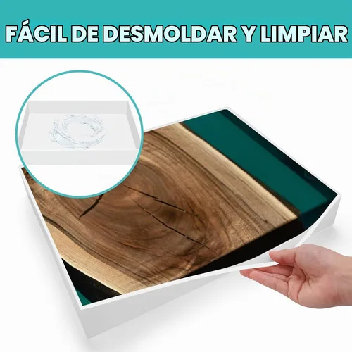 Vista 5 de Sntieecr Moldes de resina rectangular grandes para mesa, 16 x 12 x 2.4 pulgadas, molde de resina de tablero de charcutería, molde de mesa epoxi