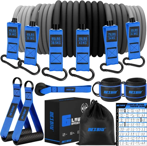 Vista 11 de Heavy Resistance Bands for Working Out, 300lbs/360lb/420lb Exercise Bands Workout Bands with Handles, Door Anchor, Ankle Straps, Home Gym Workout