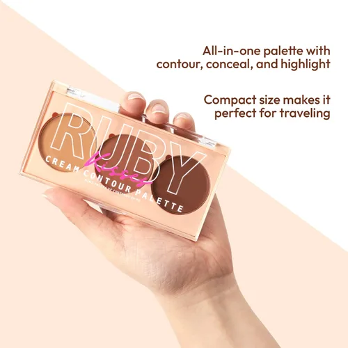 Vista 4 de Ruby Kisses Paleta de contornos 3 en 1 para contornos 3 en 1, ocultar, resaltar todo en uno, paleta de contorno de crema de larga duración, fácil