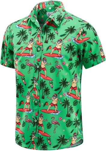 Vista 12 de EUOW - Camisas hawaianas para hombre de manga corta con botones, estampadas para la playa y el verano