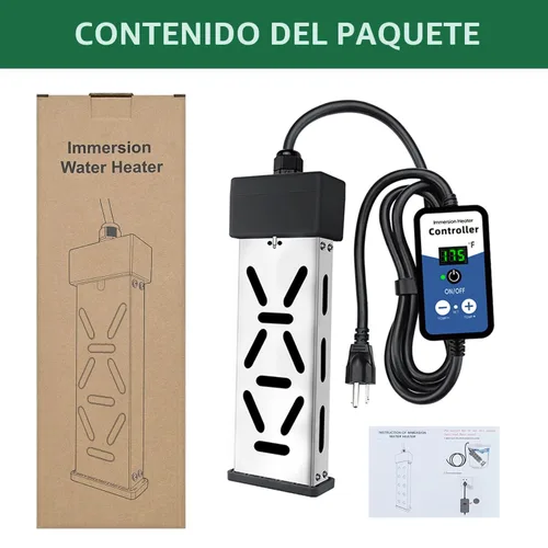 Vista 6 de Calentador de agua de inmersión portátil de 1800 W 120 V, calentador eléctrico para cubos, bañeras y mini piscinas, diseño sumergible