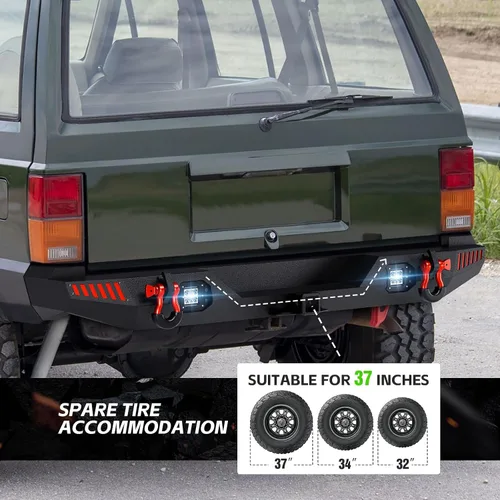 Vista 5 de Parachoques delanteros y traseros para Cherokee XJ compatibles con Cherokee XJ 1984-2001 (2/4 puertas) parachoques todoterreno con placa